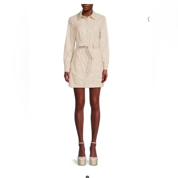 Jonathan Simkhai standard Karlee vegan leather belted waist tie mini dress - Picture 1 of 8